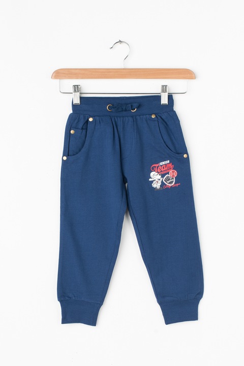 Zee Lane Kids, Pantaloni sport cu imprimeu grafic, Albastru inchis, 104 CM Standard