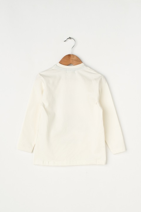 Zee Lane Kids, Bluza cu decolteu la baza gatului si imprimeuri diverse, alb prafuit, 110 CM Standard