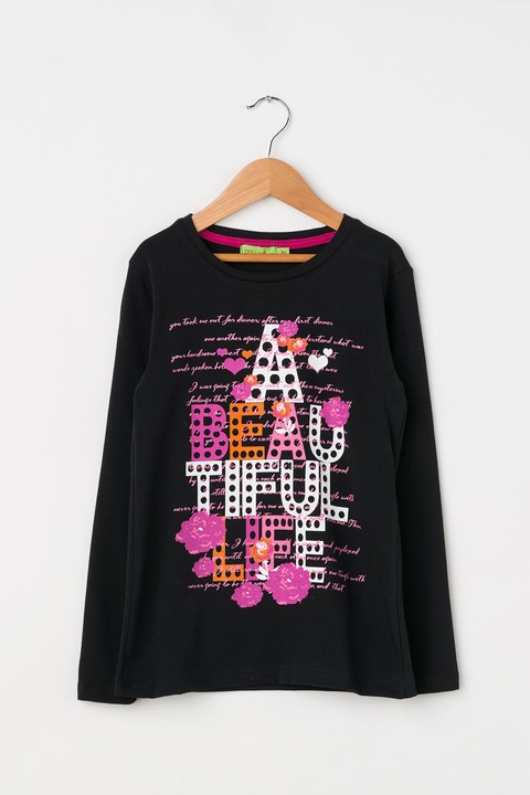 Zee Lane Kids, Bluza cu imprimeu text, Negru, 140 CM Standard