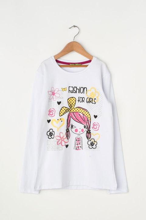 Zee Lane Kids, Bluza cu imprimeu grafic, Alb, 128 CM Standard
