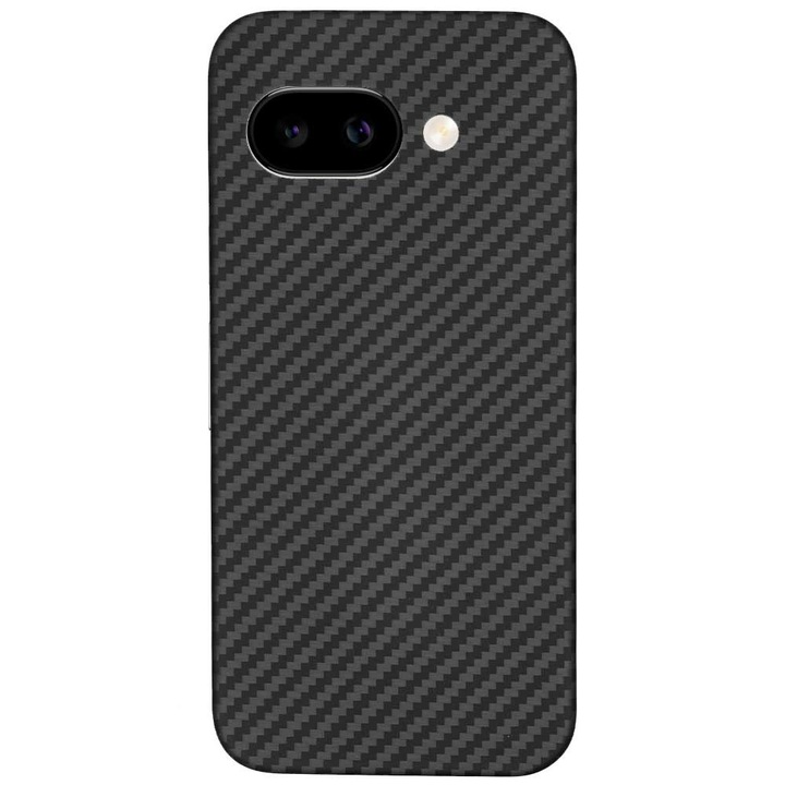 Husa fibra de carbon SILKASE pentru Google Pixel 9a, aramid kevlar, negru mat
