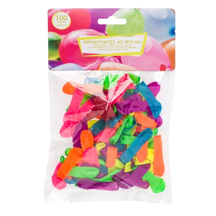 Baloane Colorate cu Adaptor pentru Apa - 100buc