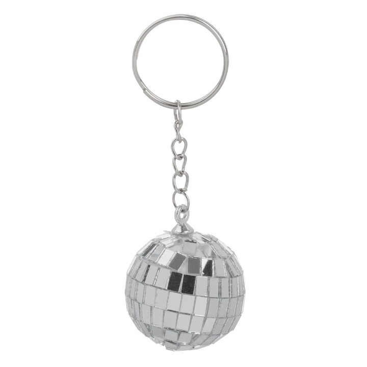 Ezüst Disco Ball kulcstartó 11cm