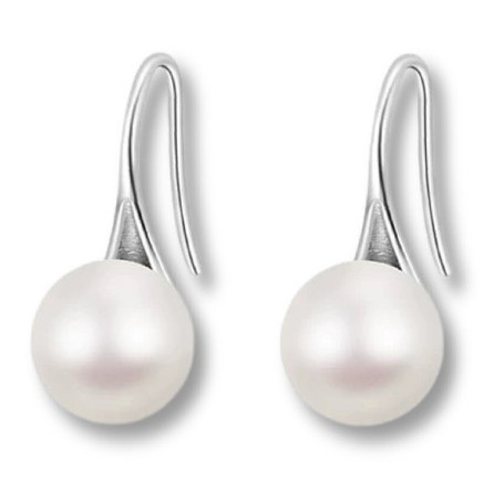 Cercei din perle de apa dulce 8-9mm, design minimalist, aliaj/arginti