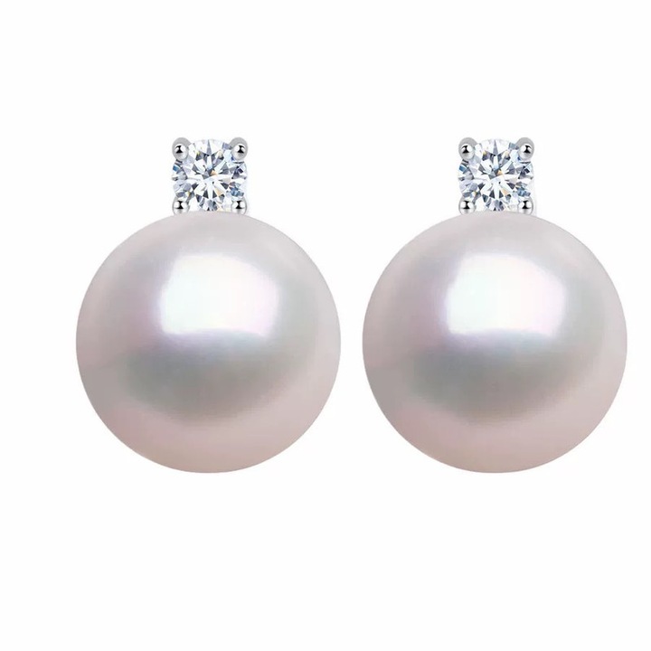 Cercei din perle de apa dulce 8-9mm, argint/aliaj, minimalist, elegant