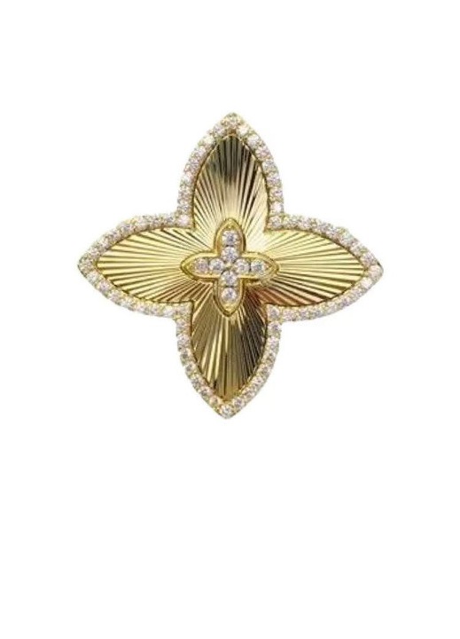 Brosa trifoi cu patru foi, din aliaj, 3.5x3.5cm, simbol al norocului