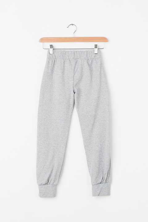 Zee Lane Kids, Pantaloni jogger cu aplicatie din strasuri, Gri melange, 134 CM Standard