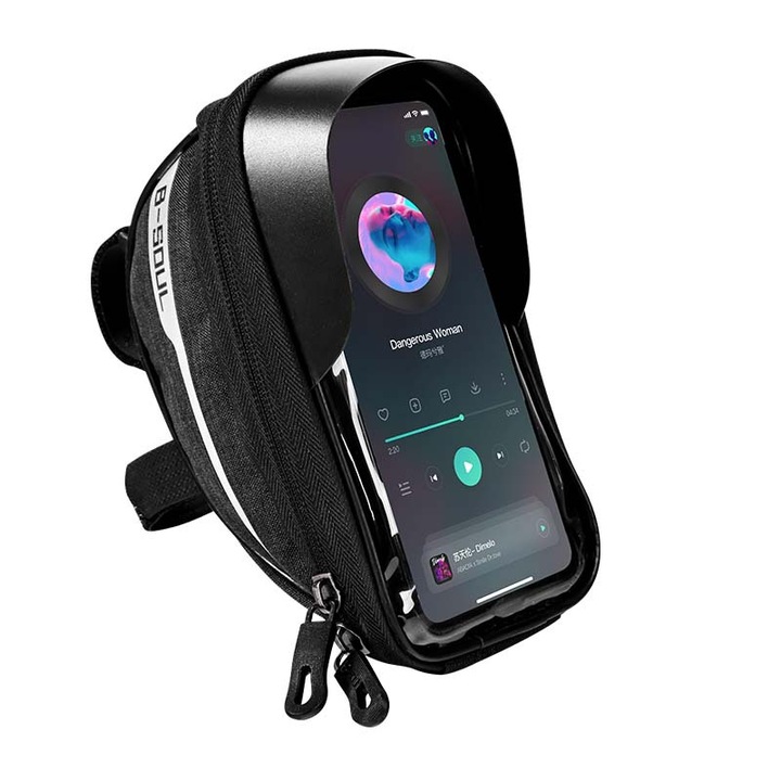 Biciklis telefontartó, vízálló, 18x10x8,5cm, fekete