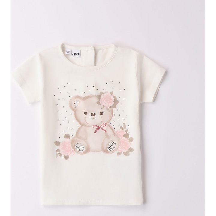 I Do, lányoknak készült mackómintás póló, Nature fehér