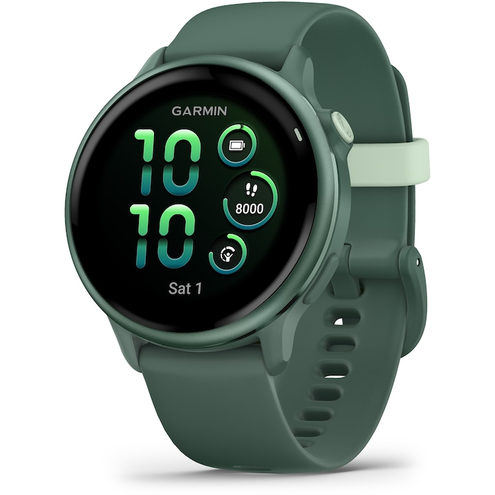 Смарт часовник Garmin vivoactive 6, GPS, 42 мм, силиконова каишка, Jasper Green/J. Зелен металик