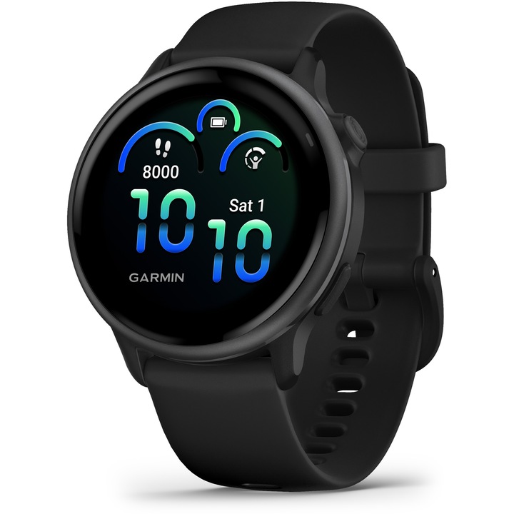 Смарт часовник Garmin vivoactive 6, GPS, 42 мм, силиконова каишка, Slate/Черен
