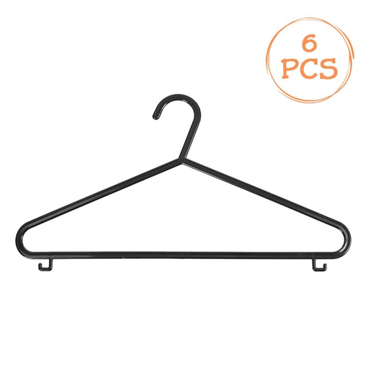 Черна пластмасова закачалка 35 см - 6 бр.