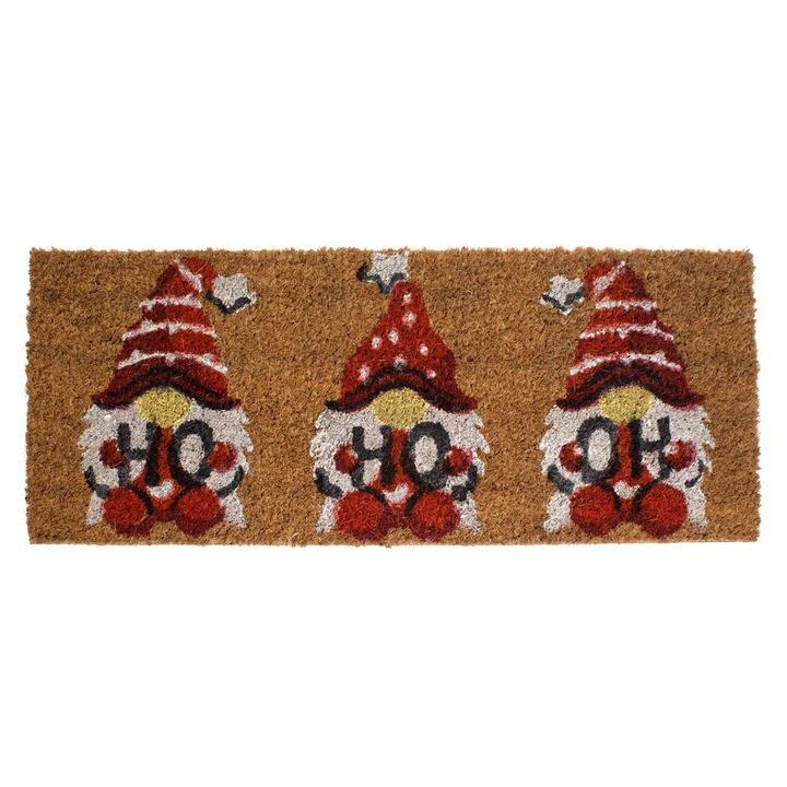 Covoras Usa - Treapta de Craciun Maro cu Figurine Gnome "HO HO HO" 60x25cm