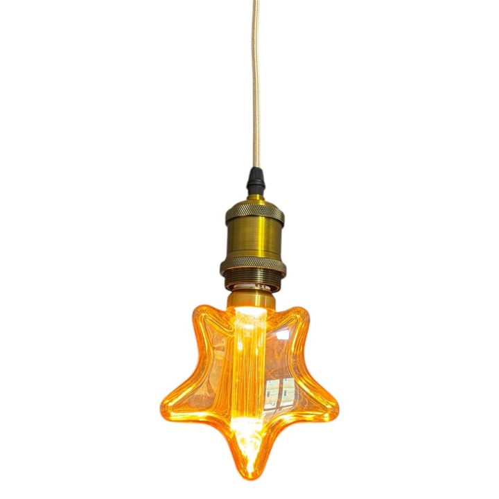 Bec decorativ LED Ø12.5cm, vintage, forma stea. E27, lumina calda, 3W, AVI-4825