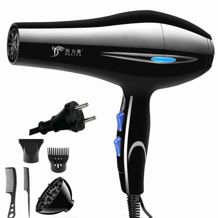 Uscator de par profesional Uscator de par Salon Uscare rapida cu 3 accesorii de duza, Uscator de par cu difuzor, Uscator de par profesional Uscator de par Ion 800 W Ingrijire cu ioni Coafare blanda si difuzor pentru calatorii si familie