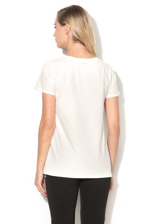 Liu Jo, Tricou cu buzunar stralucitor pe piept, Alb, S