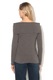 Liu Jo, Bluza cu decolteu pe umeri si aplicatie cu strasuri, Gri inchis melange, XL