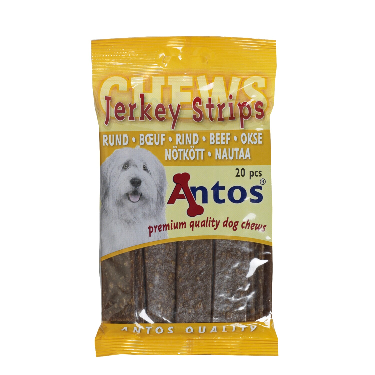 Recompense pentru caini Antos, Fasii, Vita, 20 buc, 200 g