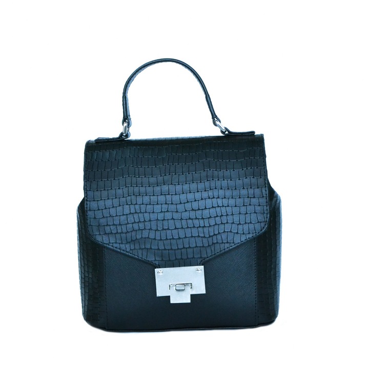 Geanta dama,Zea,piele naturala,negru croco