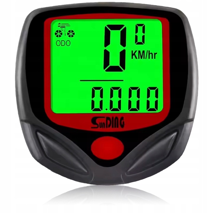 Ciklométer, rakéta, vízálló, vezetékes, fekete, piros, 14 funkció, állvánnyal, érzékelővel és tartozékokkal