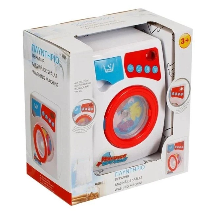 Masina de spalat de jucarie, cu lumina, sunet si cilindru rotativ, din plastic, 21x13.5x23.5cm, multicolor