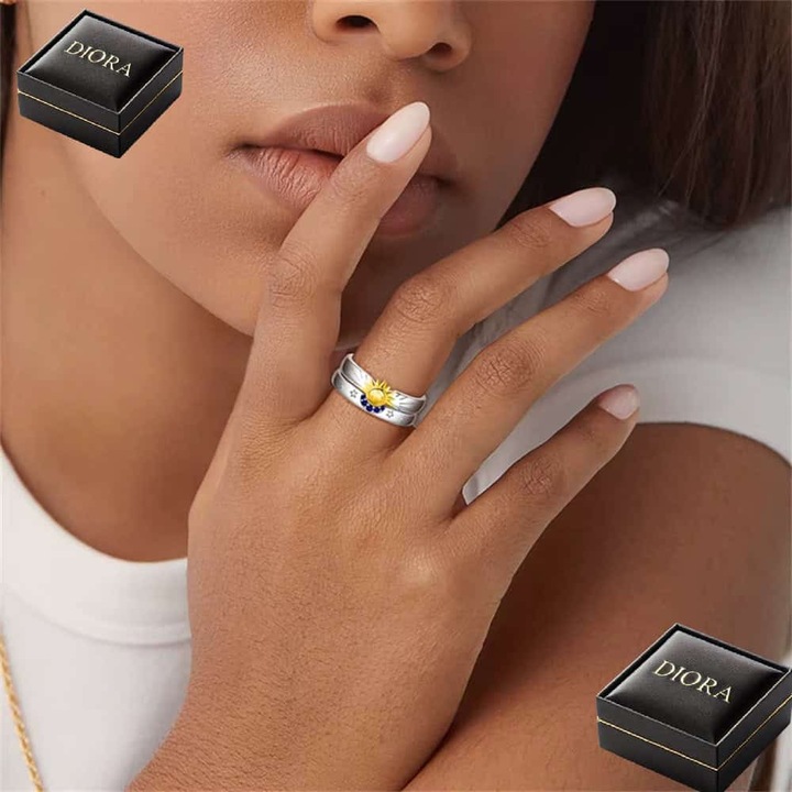 Inel Soare si Luna, model Univers, material Argint