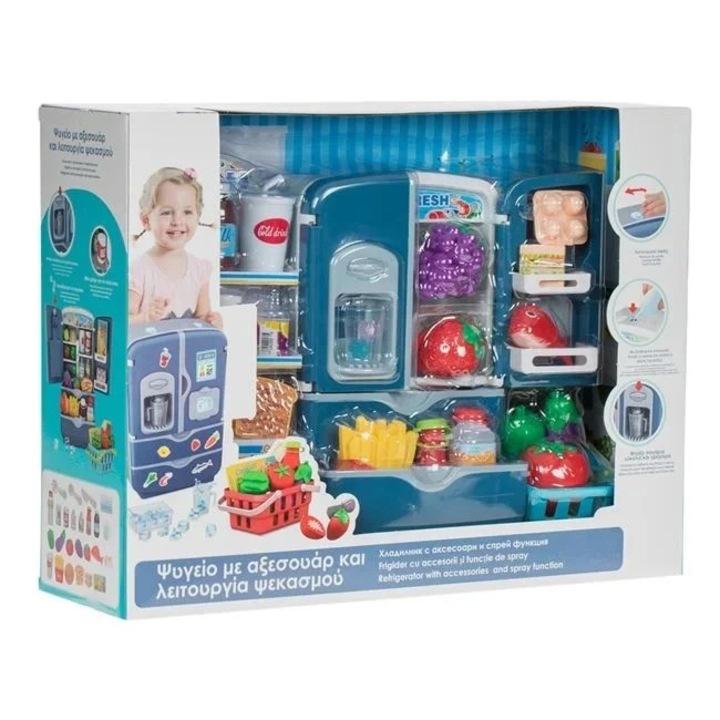 Frigider de jucarie, cu sunet si lumina, accesorii incluse, 46x15x35.5cm, multicolor
