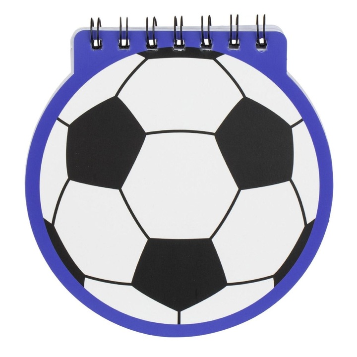 Carnetel Notite 14.5x15 cm 60 File Dictando cu Spirala Model Minge Fotbal Alb Negru Albastru