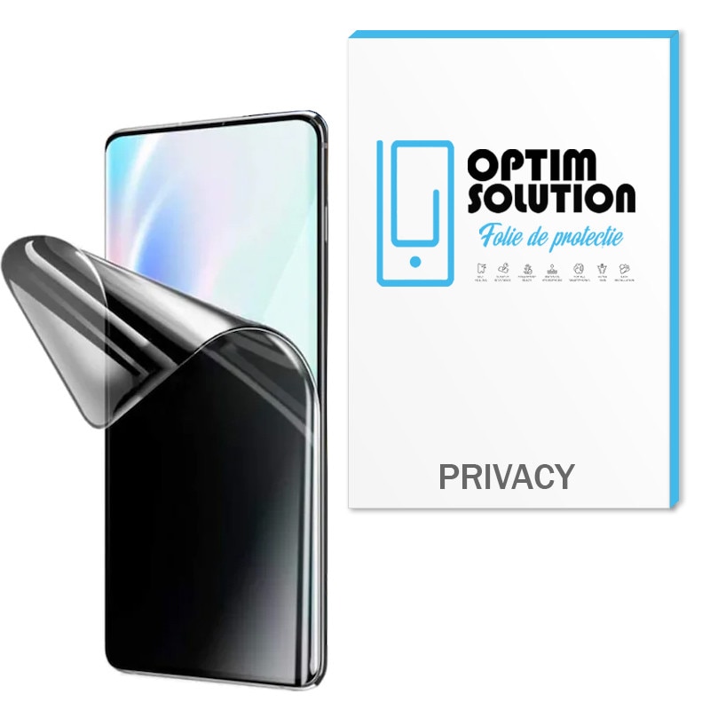 Folie de protectie ecran PRIVACY pentru Motorola Edge 60 Pro, OPTIM SOLUTION, Matte Texture, Anti glare, Anti fingerprint, Anti-Spy, Silicon Hidrogel Regenerabil, Flexible Hydro-Crystal, Full Glue, Instalare Usoara, Aplicare Fara Bule, Kit de Instalare
