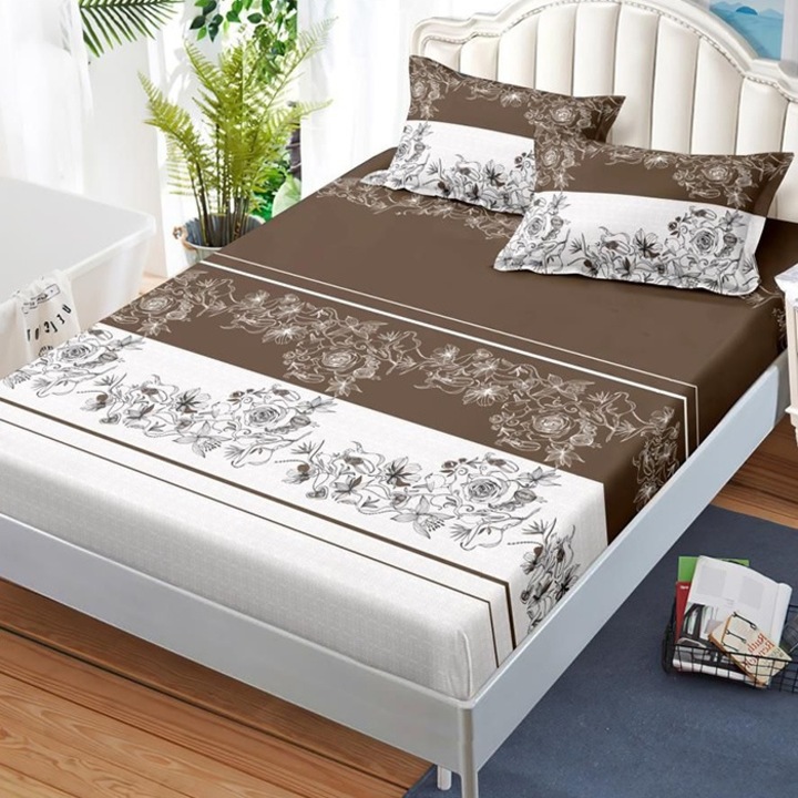 Set cearsaf de pat si 2 fete de perna pentru 2 persoane, Pucioasa, Arnie, 180x200 cm, Finet