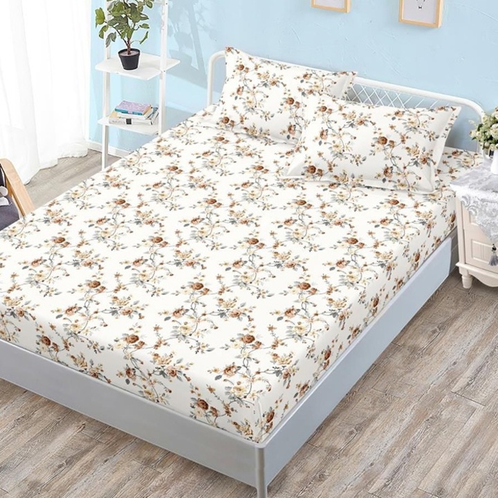 Set cearsaf de pat si 2 fete de perna pentru 2 persoane, Pucioasa, Lana, 180x200 cm, Finet