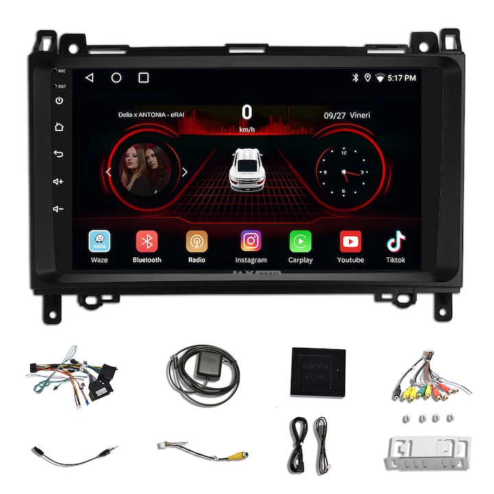 Navigáció Mercedes AB Class, Vito, Viano, Sprinter, W-639 VW Crafter Android 13-hoz és Carplay-hez, MaxTech, 9 hüvelykes IPS képernyő, Youtube, GPS funkciók, WIFI, rádió, EQ Bluetooth, Waze, Youtube