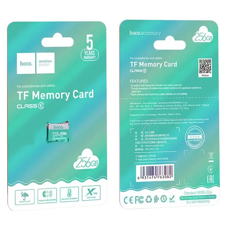 Hoco microSD карта с памет (UD6), High Speed, Class 10 / U3, 256GB
