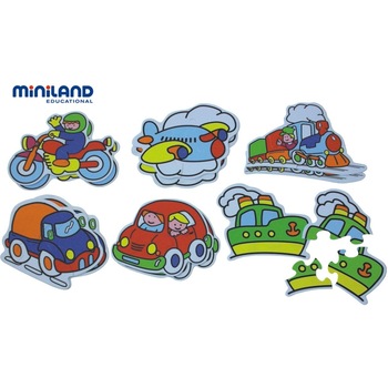 Puzzle tematic cu mijloace de transport Miniland 3-5 piese Puzzle tematic cu mijloace de transport Miniland 3-5 piese
