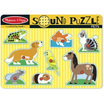 Puzzle de lemn cu sunete Animale de companie - 8 piese, Melissa & Doug Puzzle de lemn cu sunete Animale de companie - 8 piese, Melissa & Doug
