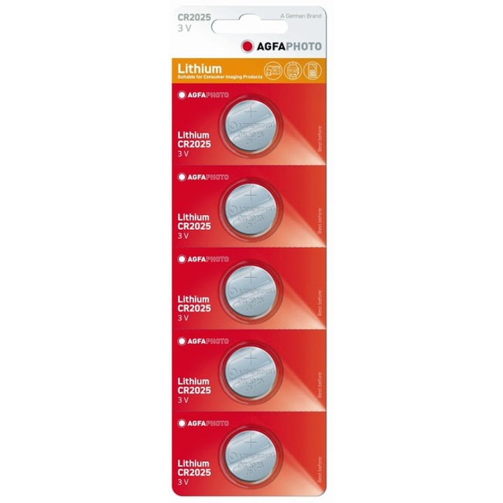Baterii AGFA lithium, COIN CR2025, blister de 5 buc
