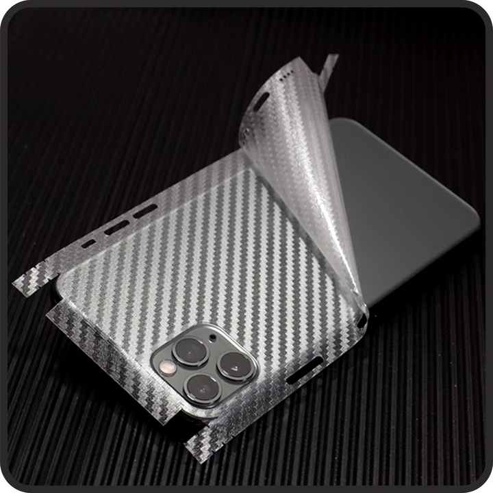 iSkinz протектор за екран за Samsung Galaxy S24 FE - карбоново бял, с разделен изрез, самозалепващ се калъф, заден капак