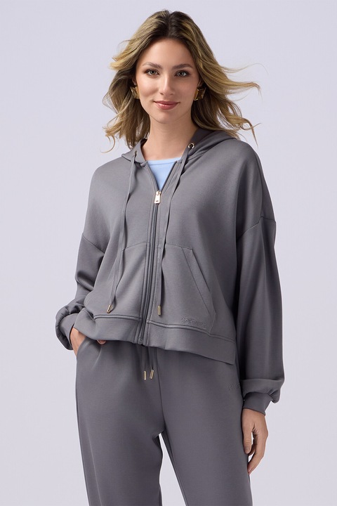 OLTRE, Hanorac cu fermoar si buzunare frontale, Gri antracit