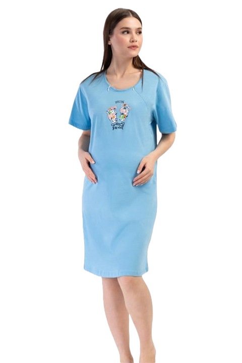 Camasa pentru alaptat, Vienetta, model With small steps, Albastru