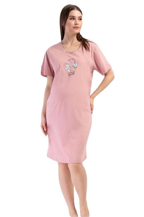 Camasa pentru alaptat, Vienetta, model With small steps, Roz pudrat