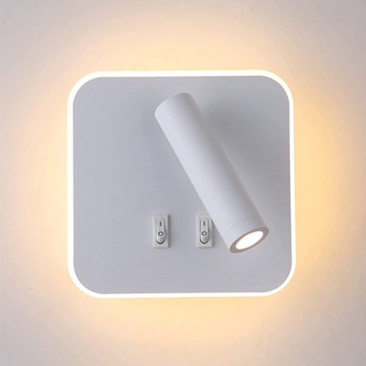 Модерни LED стенни лампи, Enforose, комплект от 2, димируеми, 3000K, с USB порт, за интериорна декорация