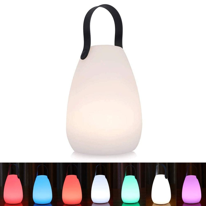 Lanterna LED cu difuzor Bluetooth, design elegant, multicolor, rezistent la apa, incarcare micro-USB, pentru activitati interioare si exterioare