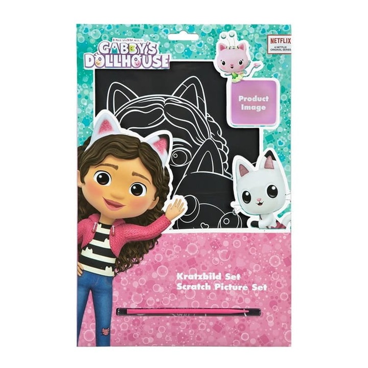 Set razuibil de desen, Gabi's Cat House, 4 sabloane, pentru copii peste 3 ani