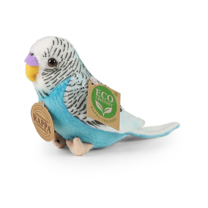 Papagal din plus Rappa, albastru/alb, 11 cm, Eco Friendly