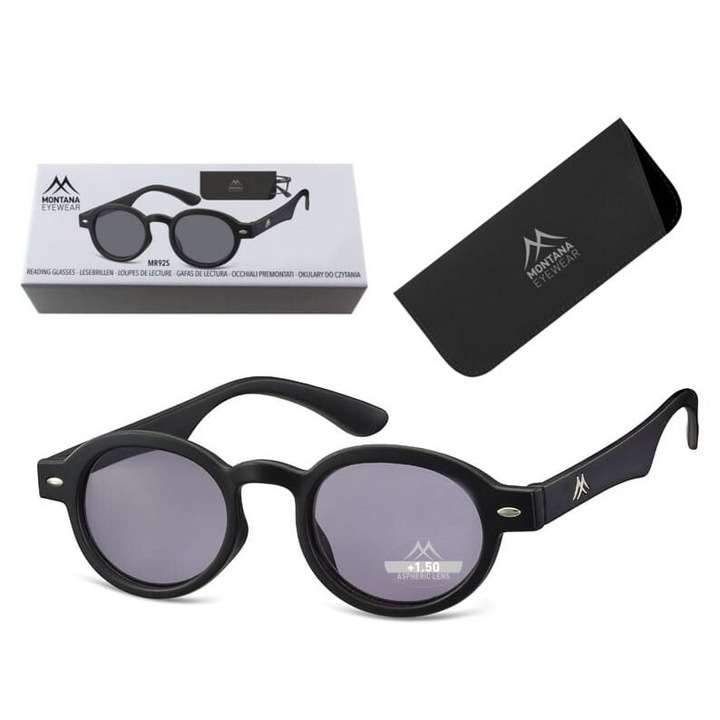 Ochelari de vedere Montana, asferici, negri, +1.5, set complet