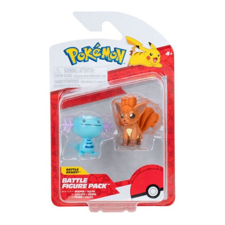 Set figurine Pokemon: Wooper si Vulpix, 4/4,5cm, multicolor, 4 ani+