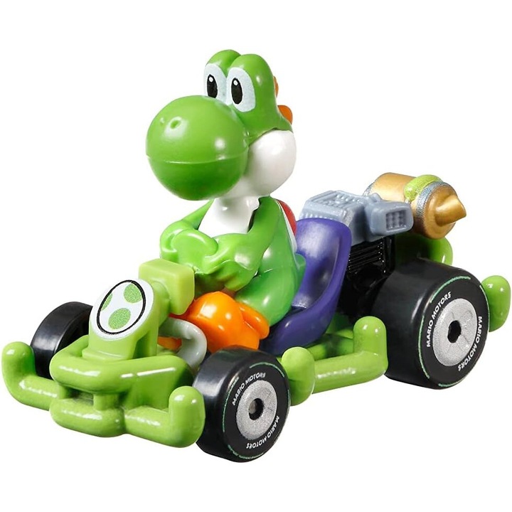 Masinuta Hot Wheels, Mariokart: Yoshi, verde, 5cm, set pentru copii 3 ani+