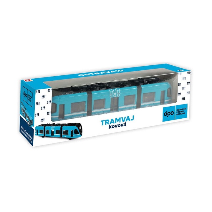 Tramvai modern Rappa, model Ostrava, 23 cm, metal, albastru, 3 ani+