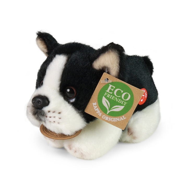 Jucarie de plus Rappa, catel Buldog, 15 cm, Eco Friendly, cu sunet