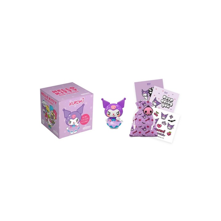 Figurina Kuromi, Comansi, 5cm, set cu stickere, 9x9x9cm, 5 ani+